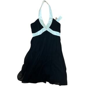 Maggie London Black and White Halter Dress with Bow